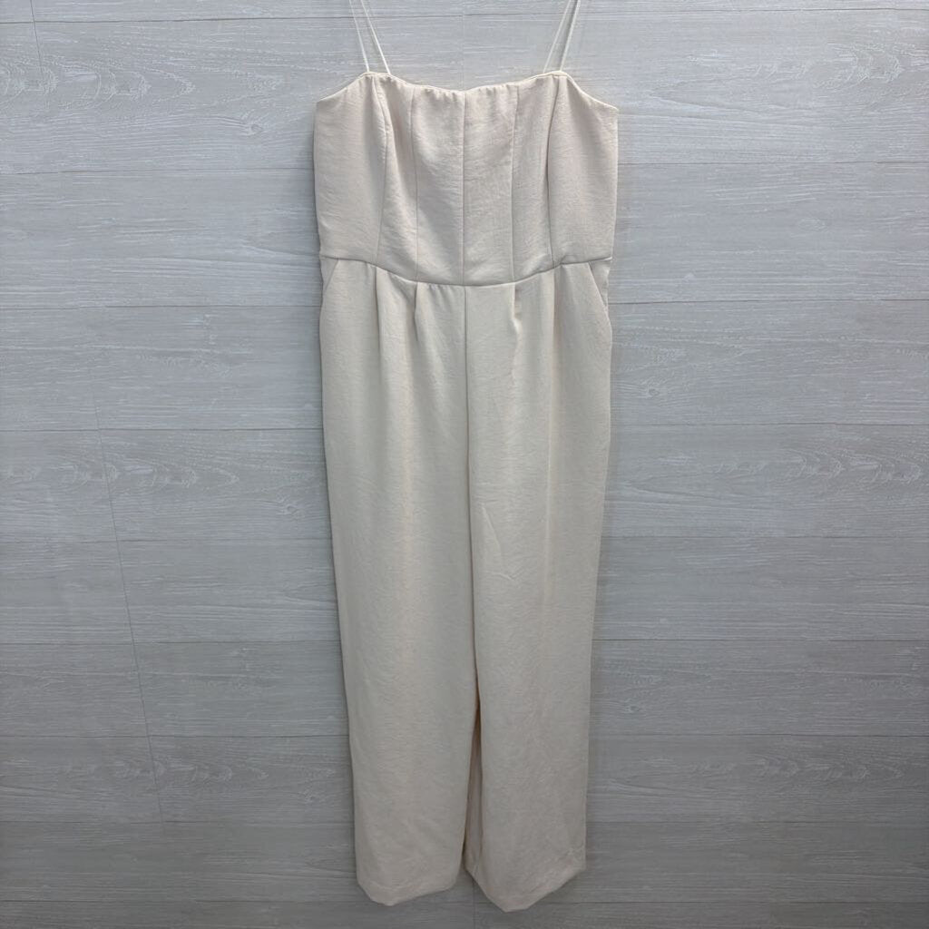 Ivory Strapless Wide Leg Jumpsuit Medium