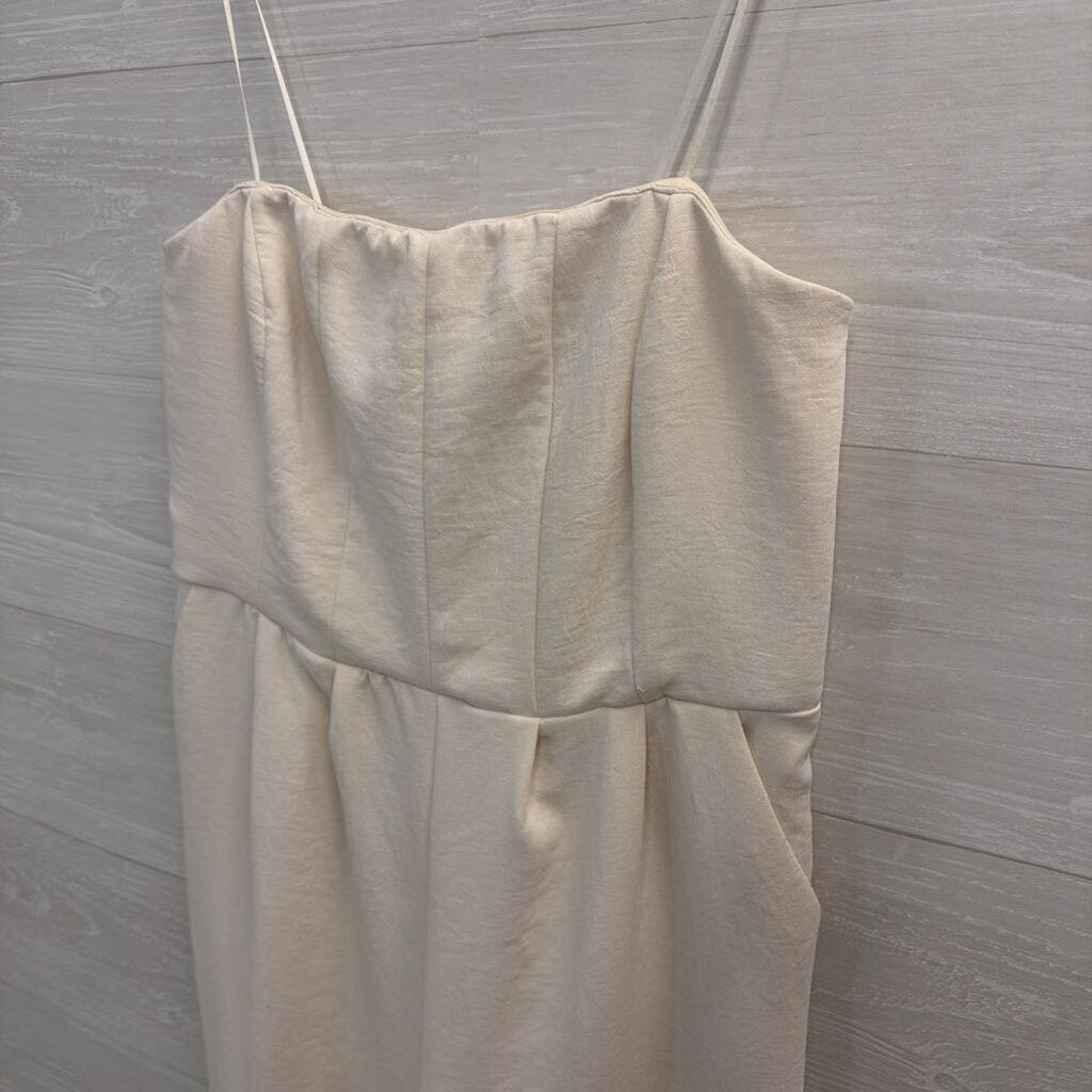 Ivory Strapless Wide Leg Jumpsuit Medium