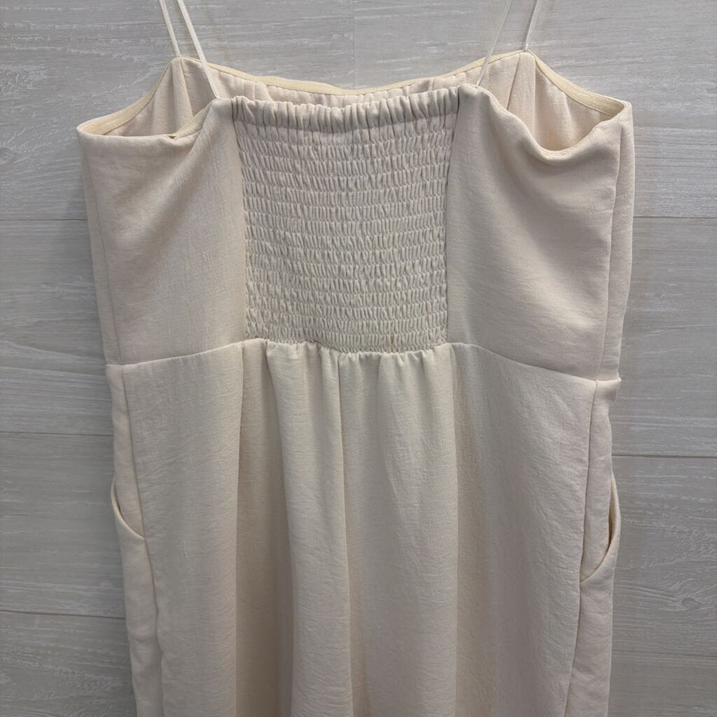 Ivory Strapless Wide Leg Jumpsuit Medium