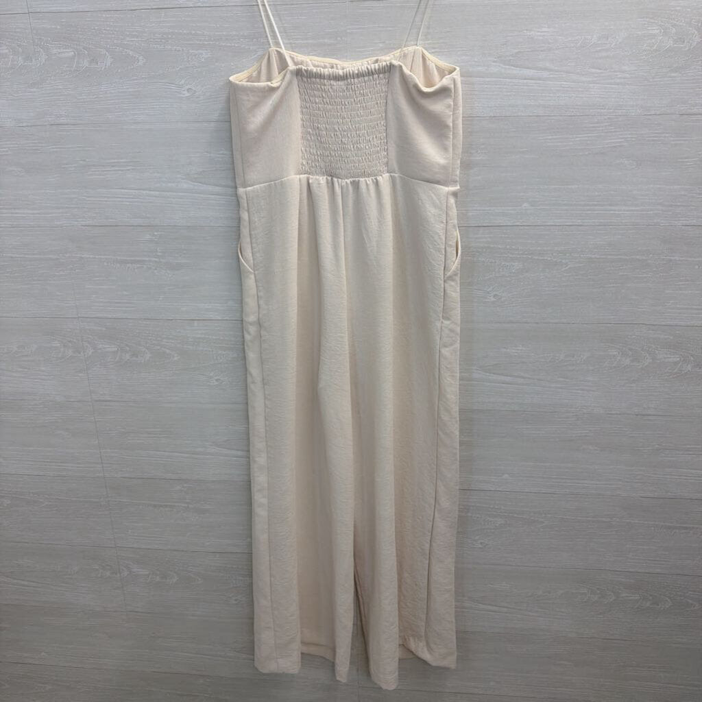 Ivory Strapless Wide Leg Jumpsuit Medium