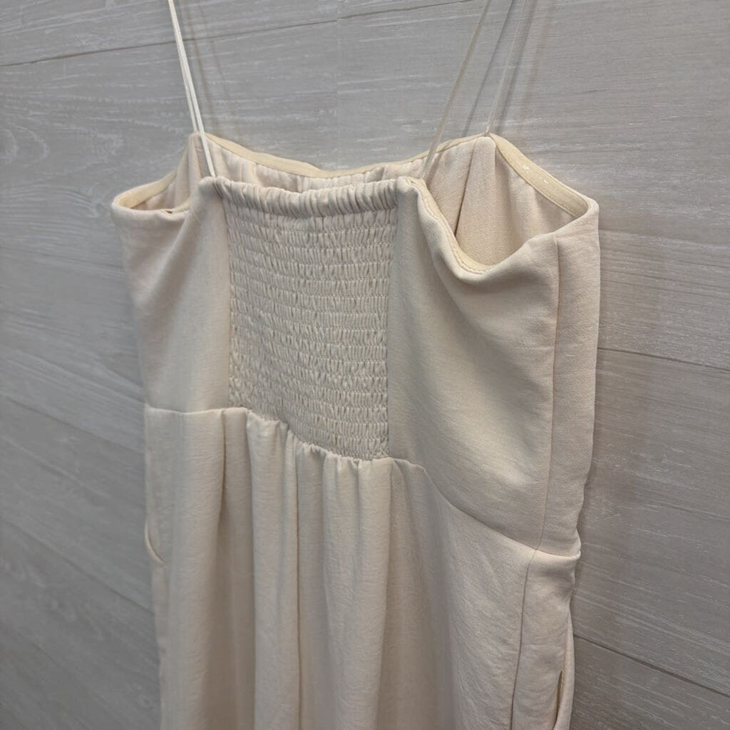 Ivory Strapless Wide Leg Jumpsuit Medium