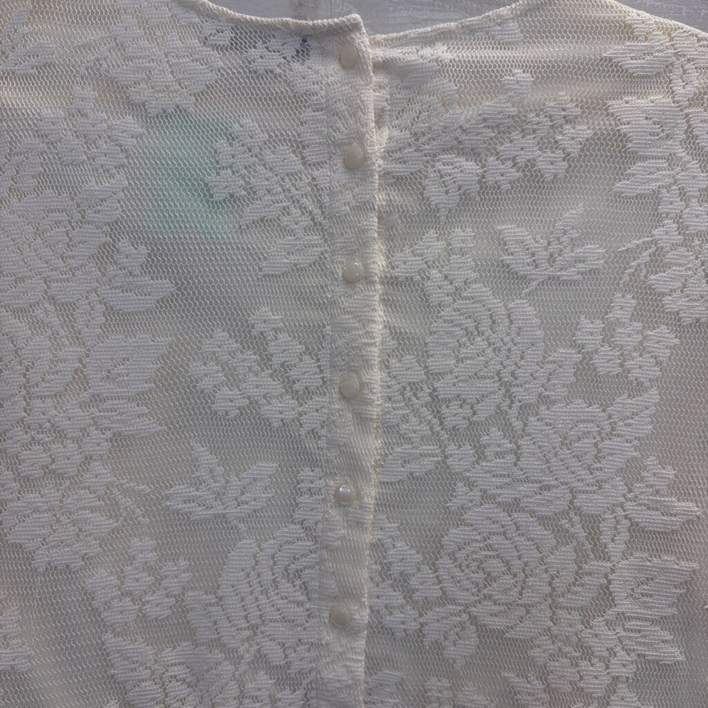 Dalia White Lace Bell Long Sleeve Top Medium