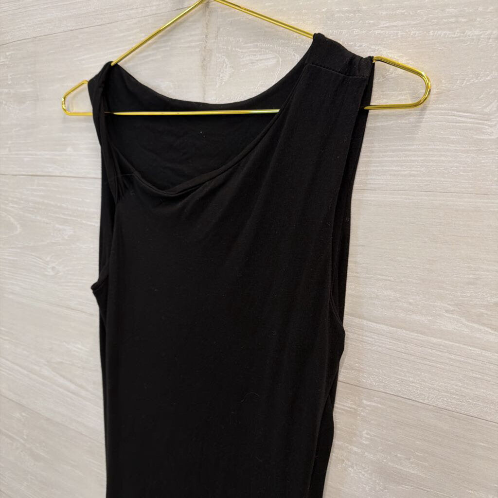See You Monday Black Fitted Tank Maxi Dress Large
