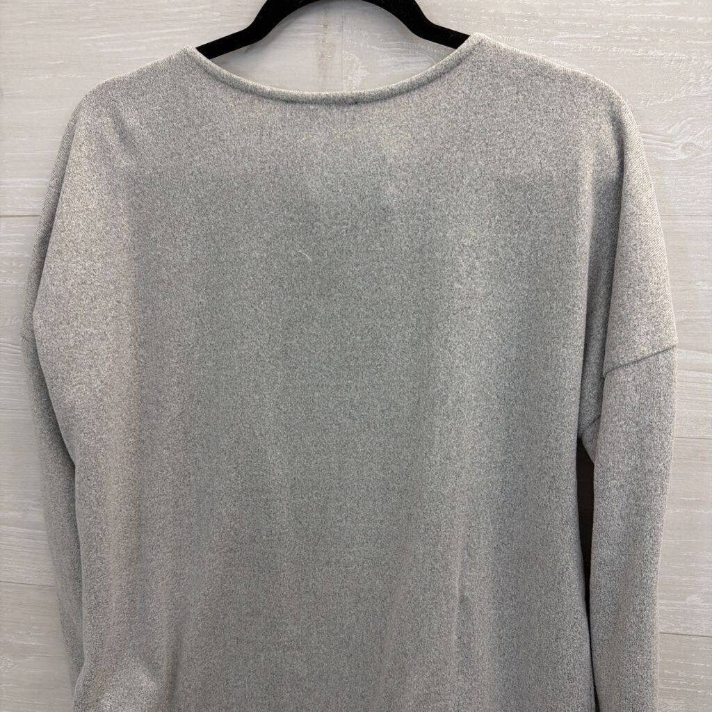 Fred David Grey Pearl Shoulder Detail Long Sleeve Top Large