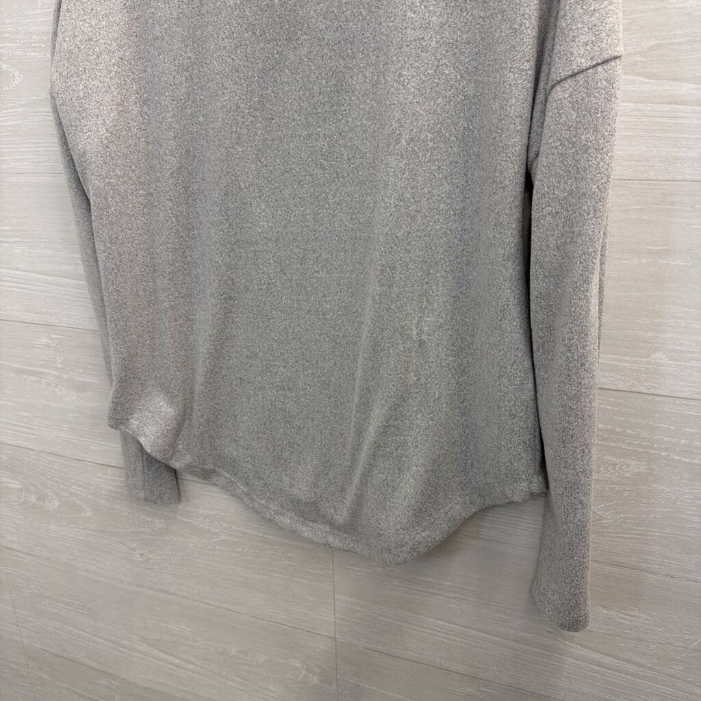 Fred David Grey Pearl Shoulder Detail Long Sleeve Top Large