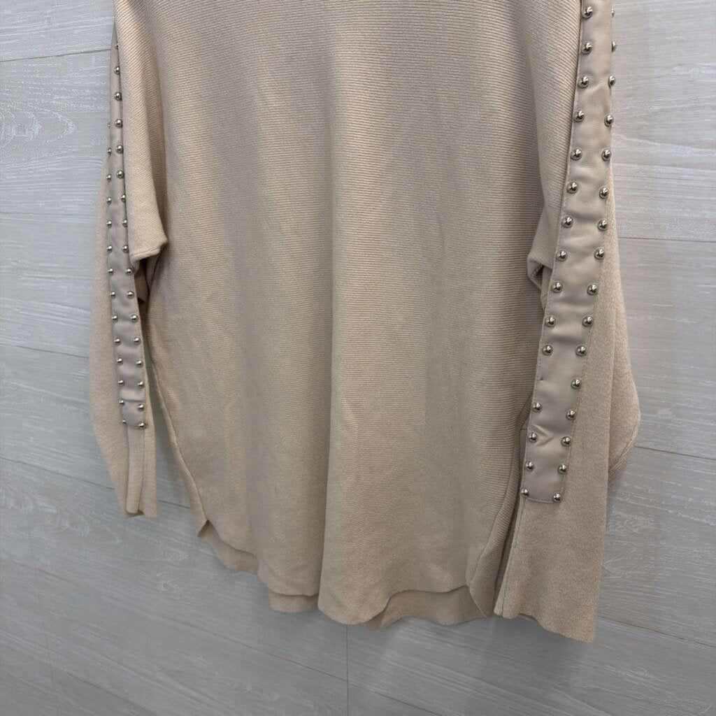 Sioni Beige Studded Long Sleeve Top Large