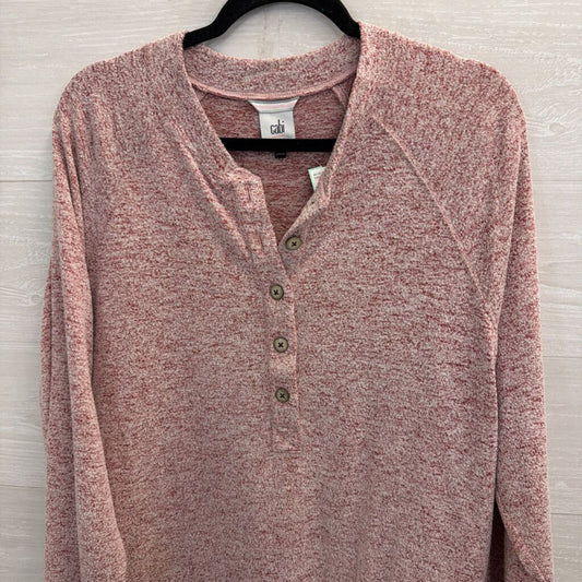 Cabi Heather Red Henley Long Sleeve Top Medium