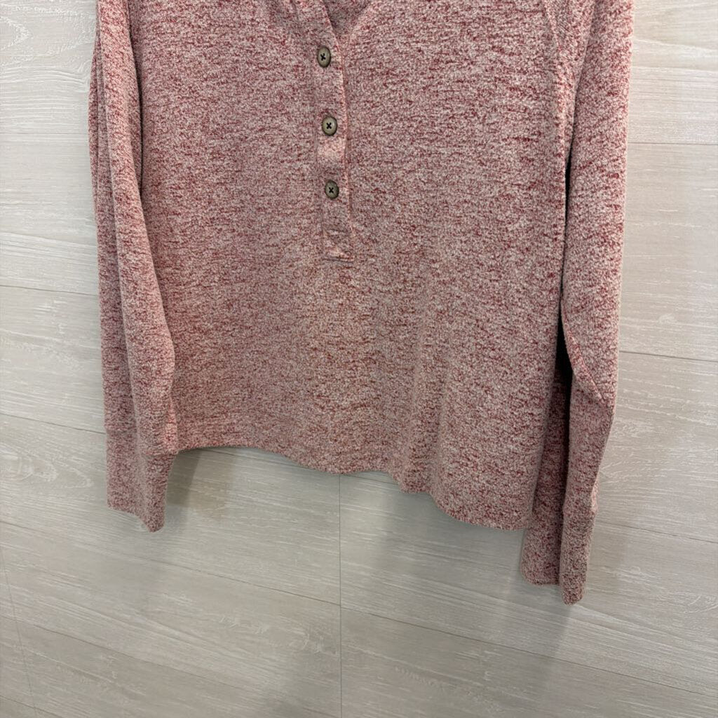 Cabi Heather Red Henley Long Sleeve Top Medium