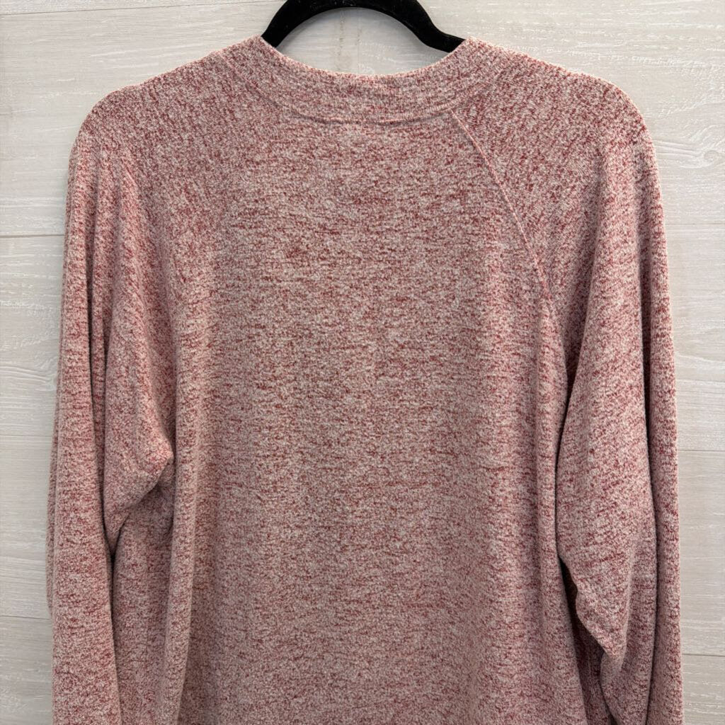 Cabi Heather Red Henley Long Sleeve Top Medium