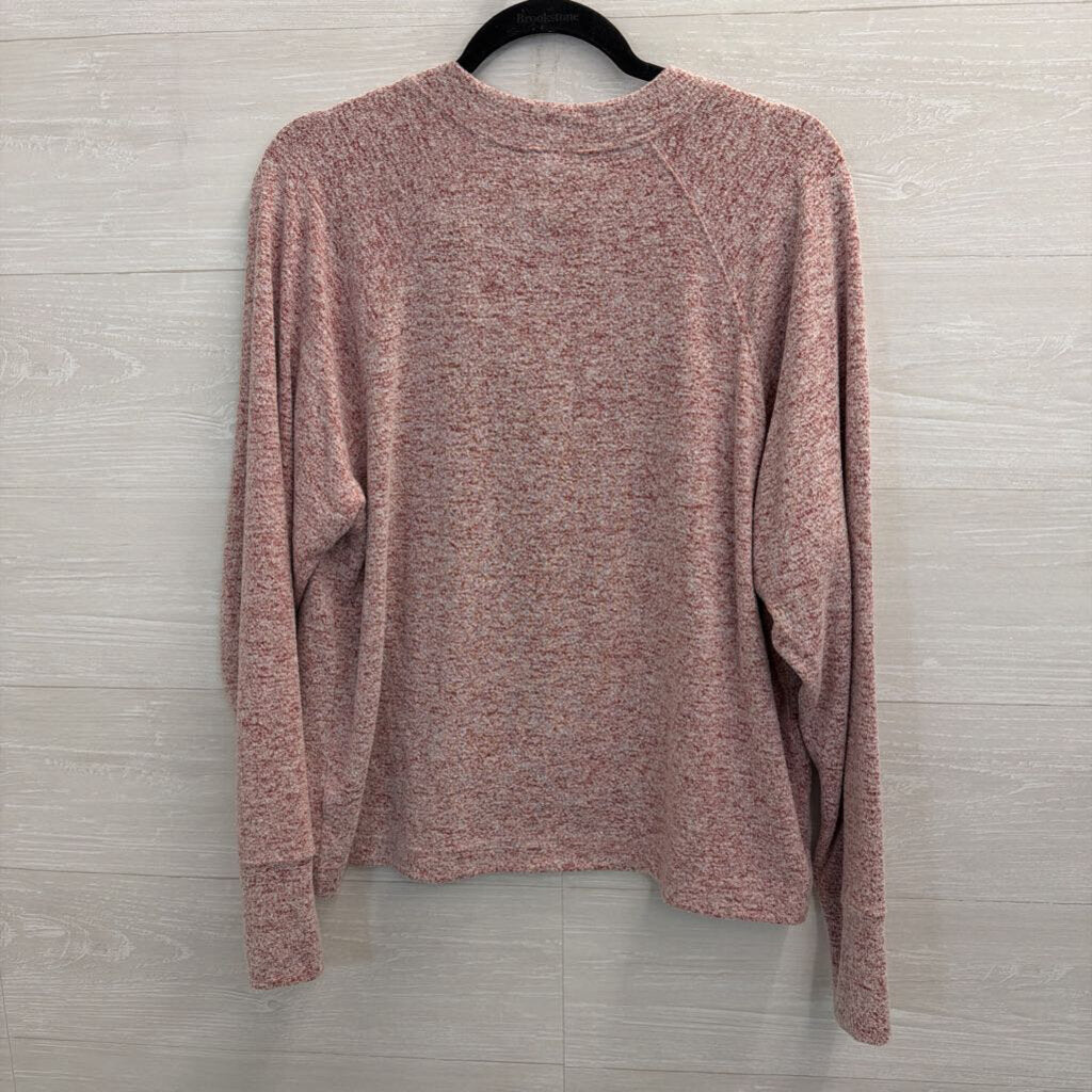 Cabi Heather Red Henley Long Sleeve Top Medium