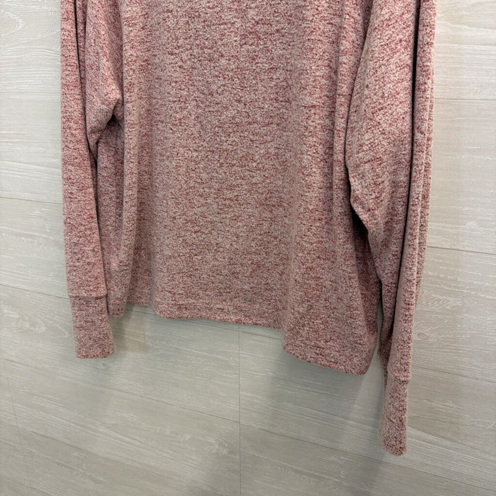 Cabi Heather Red Henley Long Sleeve Top Medium