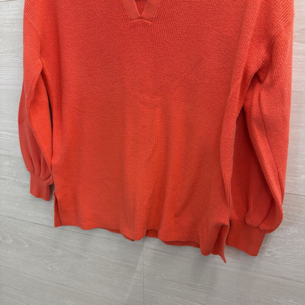 Loft Coral Knit Notched V Neck Sweater Top Small
