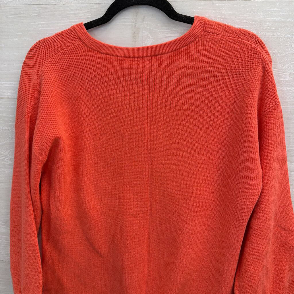 Loft Coral Knit Notched V Neck Sweater Top Small