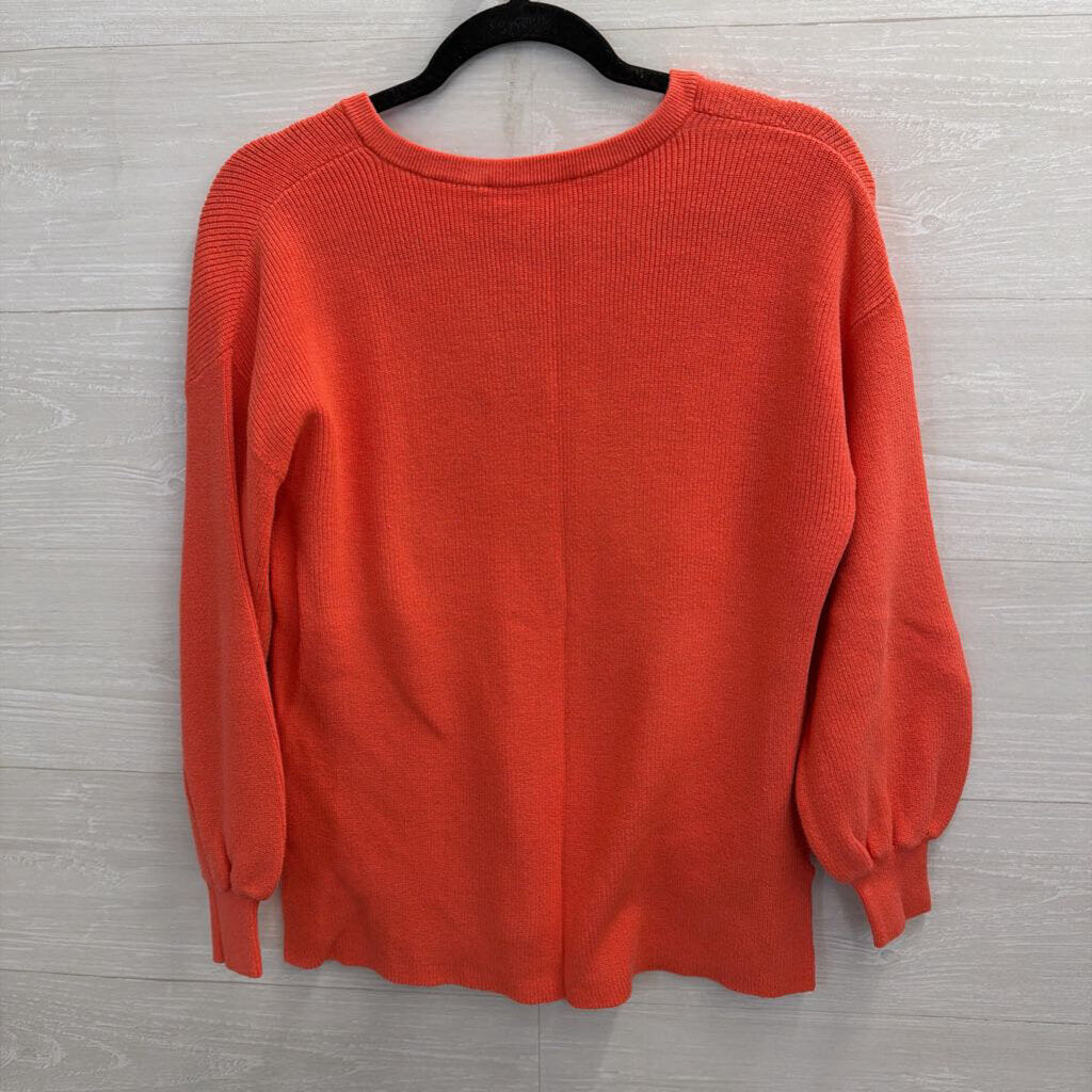 Loft Coral Knit Notched V Neck Sweater Top Small