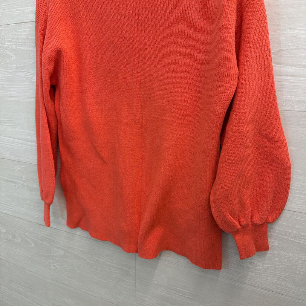 Loft Coral Knit Notched V Neck Sweater Top Small