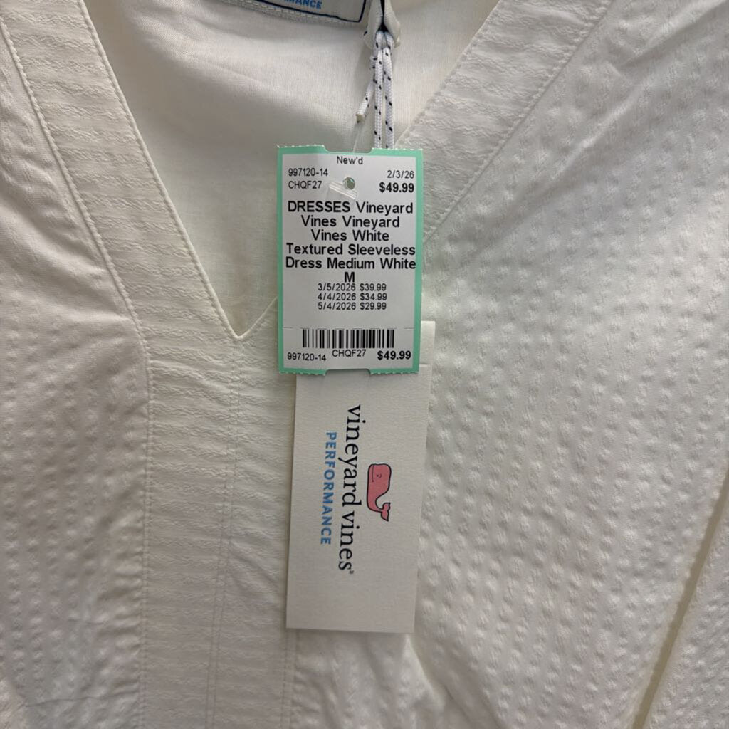 Vineyard Vines White Textured Sleeveless Dress Medium