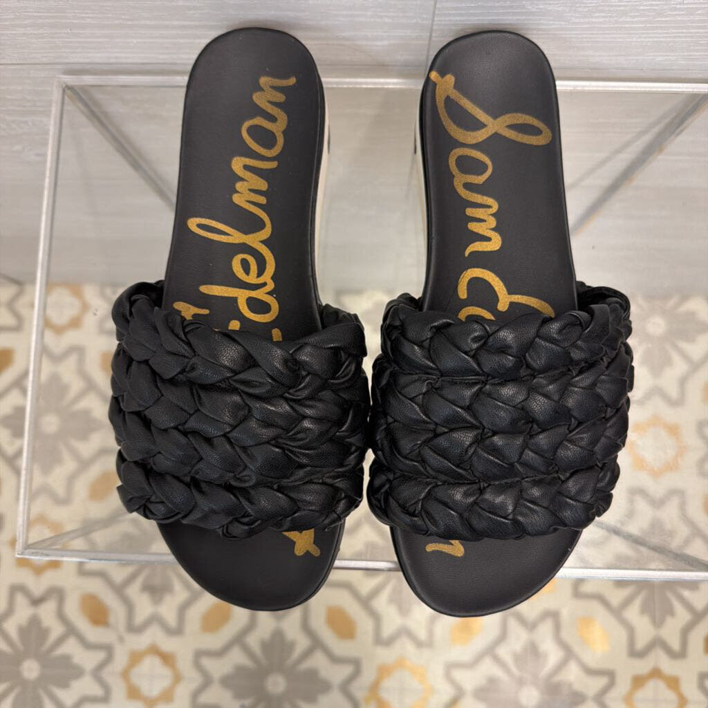Sam Edelman Black Leather Ainslie Braided Slide Sandals 9
