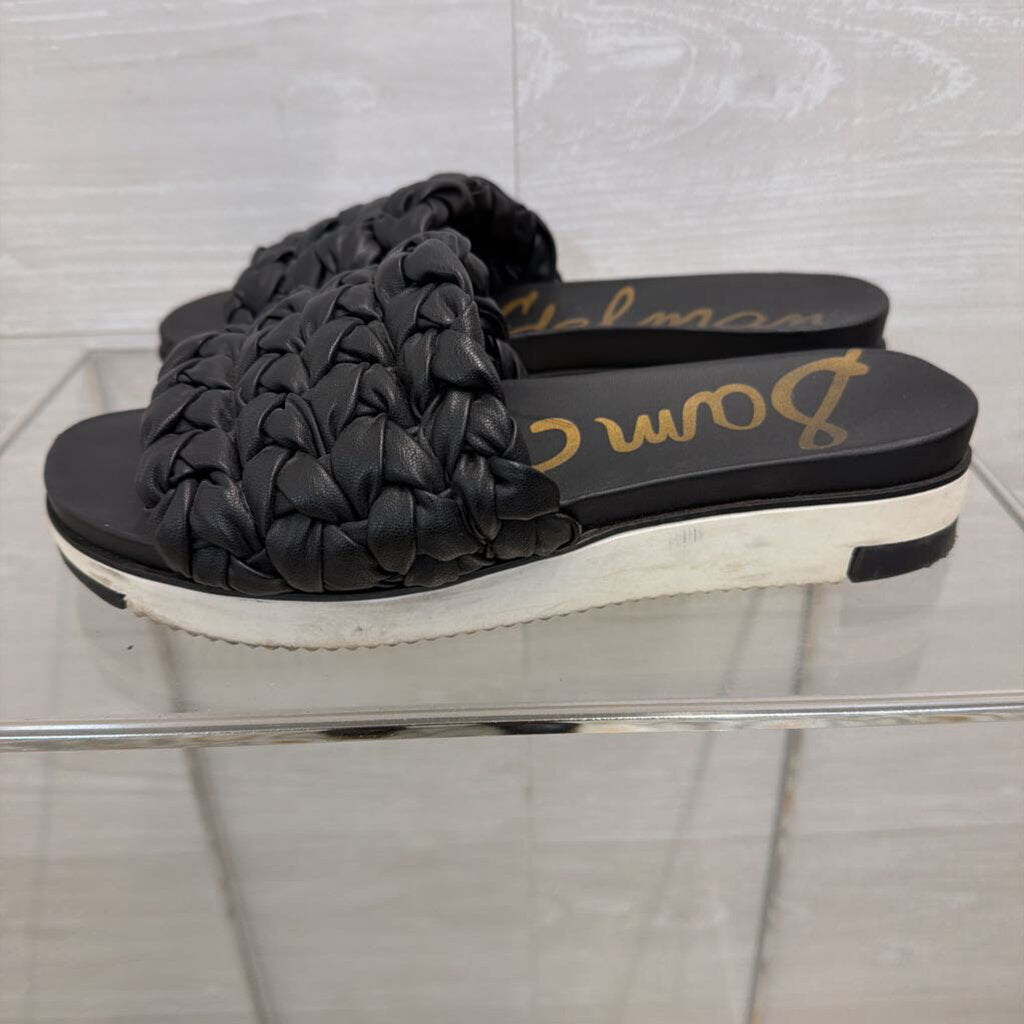 Sam Edelman Black Leather Ainslie Braided Slide Sandals 9