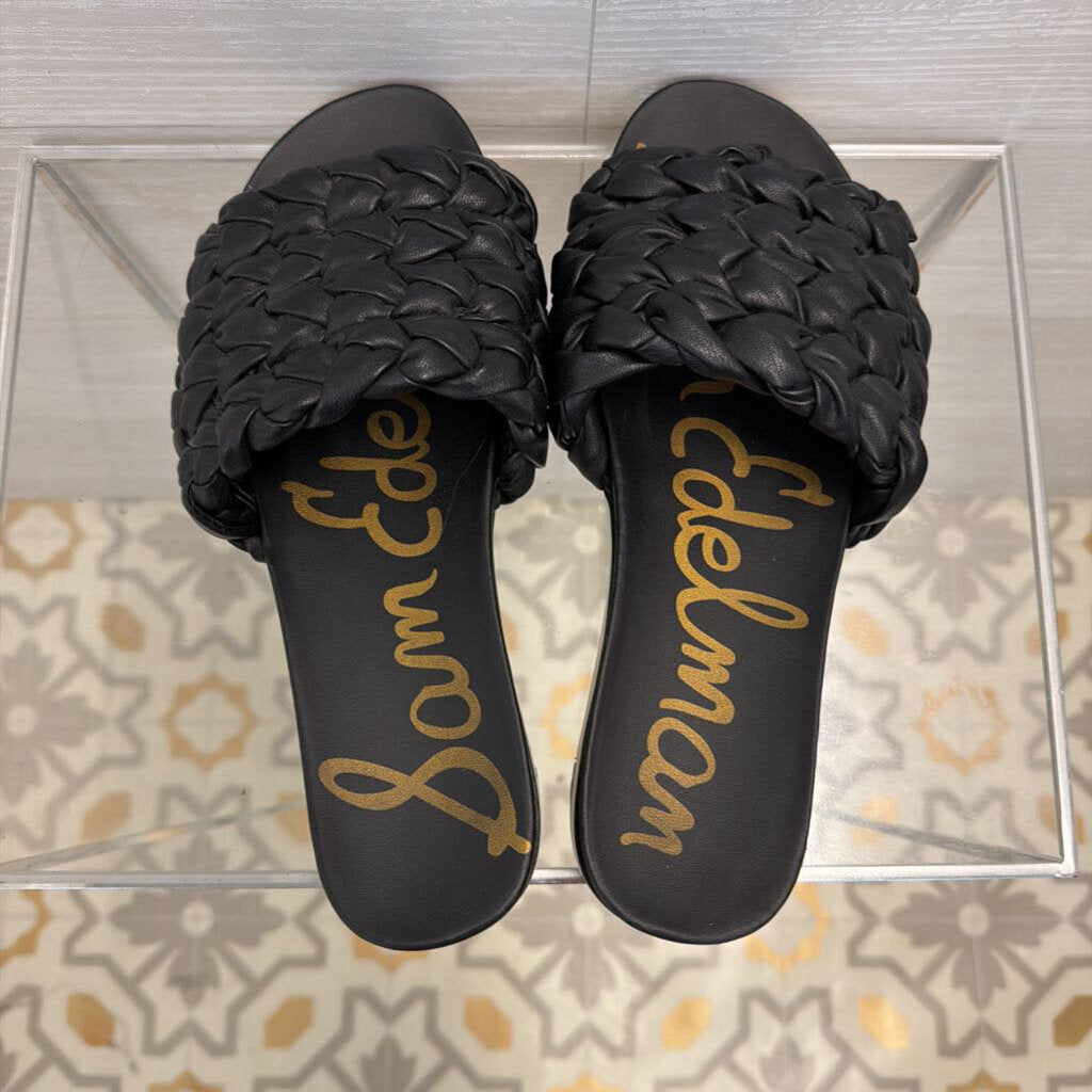 Sam Edelman Black Leather Ainslie Braided Slide Sandals 9