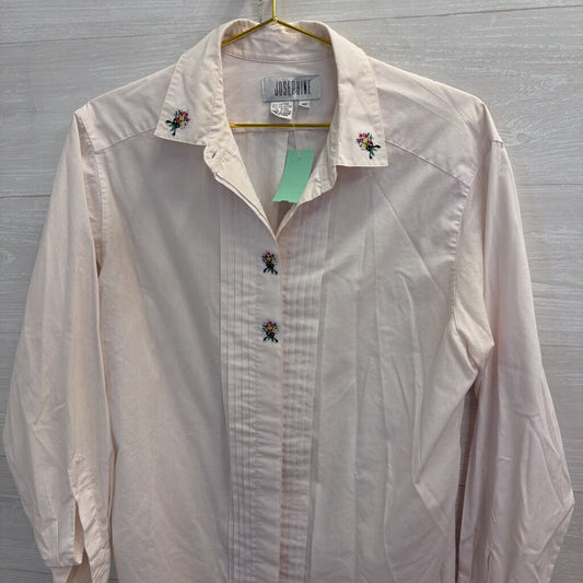 Vintage Josephine Blush/ Multi Flower Embroidered Long Sleeve Button Down Top 12