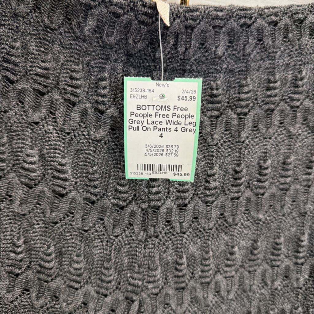 Free People Grey Lace Wide Leg Pull On Pants 4