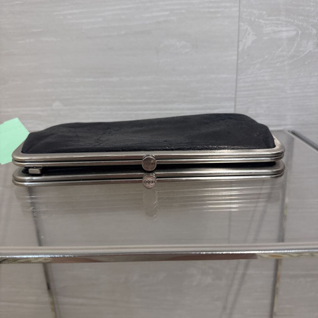 Hobo Black Leather Lauren Double Fram Clutch Wallet