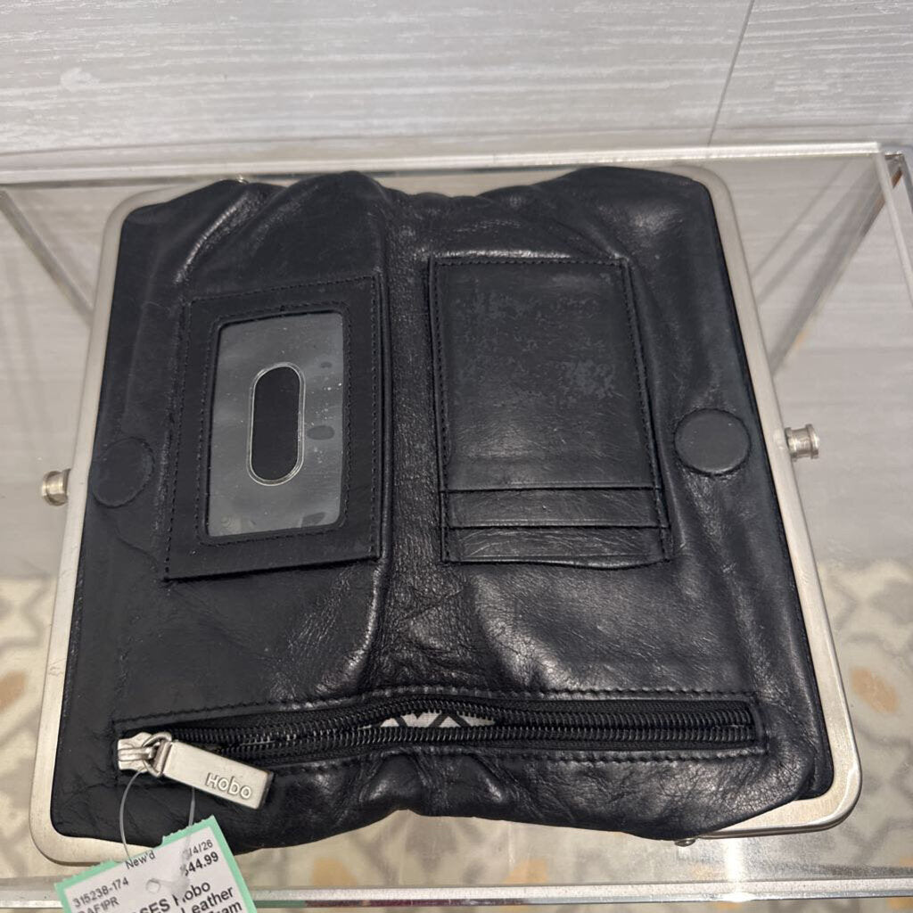Hobo Black Leather Lauren Double Fram Clutch Wallet