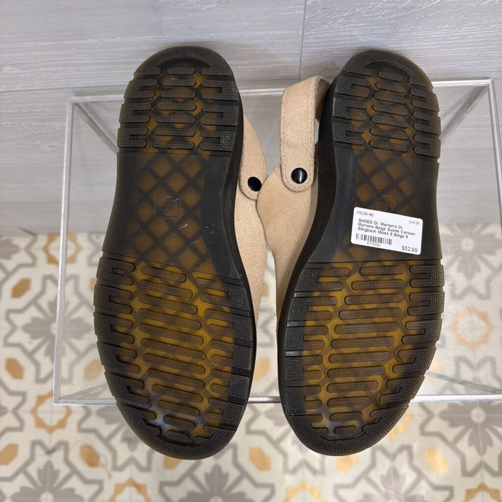 Dr. Martens Beige Suede Carlson Slingback Mules 9