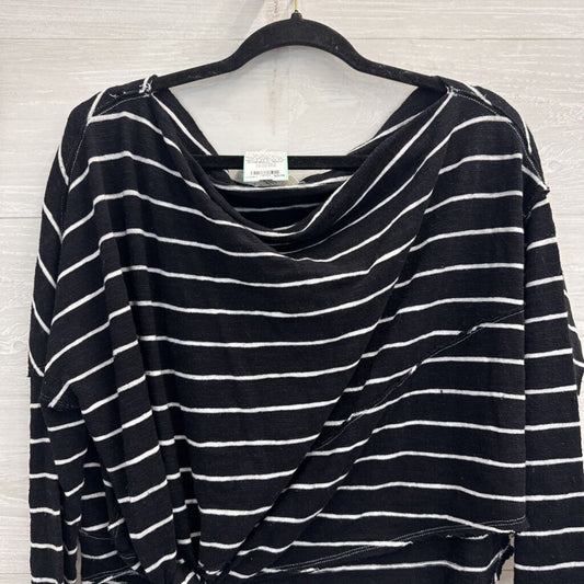 We The Free Black/ White Striped Off Shoulder Long Sleeve Tie Front Top Small