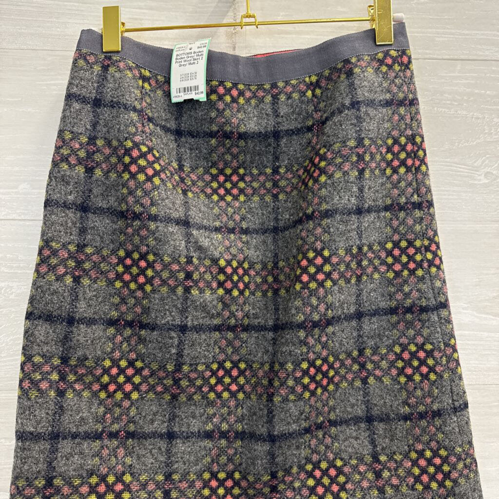 Boden Grey/ Multi Print Wool Skirt 2