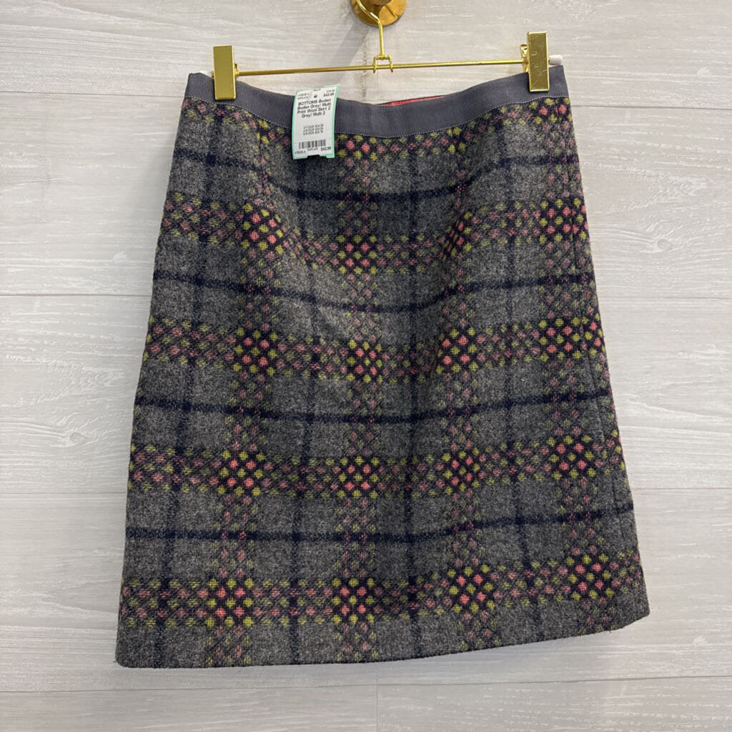 Boden Grey/ Multi Print Wool Skirt 2