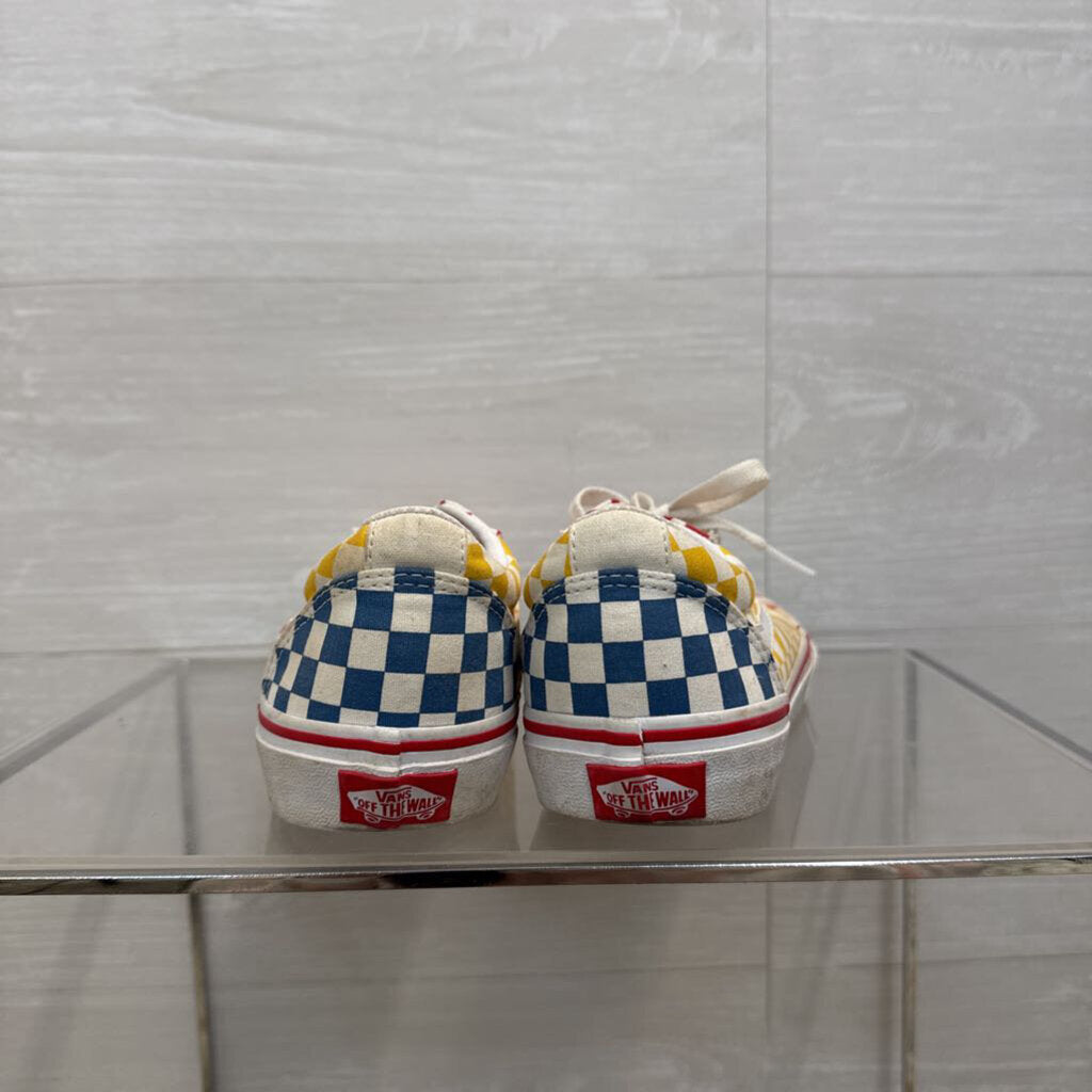 Vans White/ Multi Checkered Old Skool Sneakers 5 YOUTH