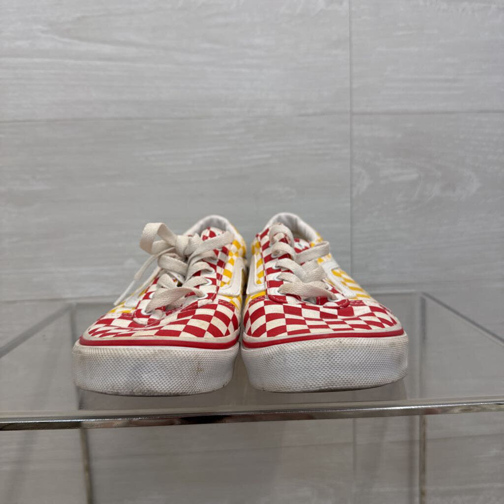 Vans White/ Multi Checkered Old Skool Sneakers 5 YOUTH