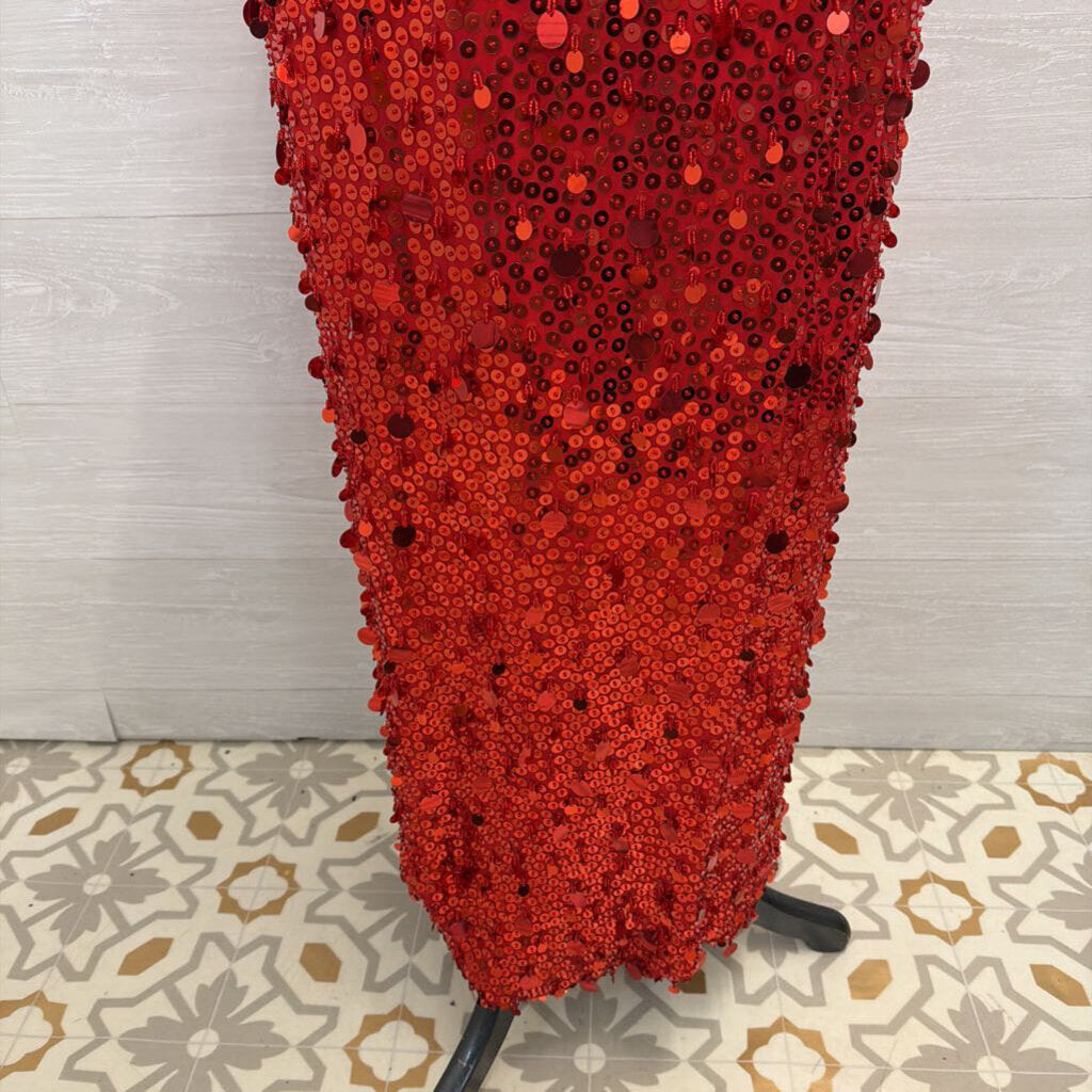 Sean Collection Red Sequin One Shoulder Long Formal Dress Small