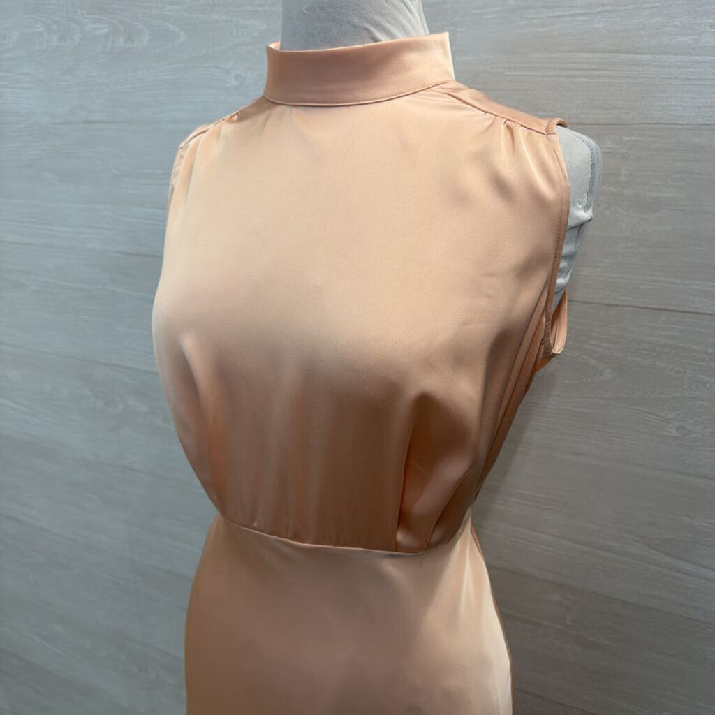 Lulus Silky Blush High Neck Long Formal Dress Small