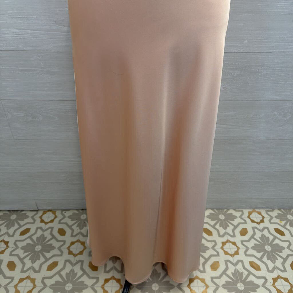 Lulus Silky Blush High Neck Long Formal Dress Small