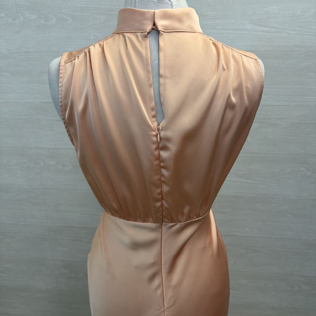 Lulus Silky Blush High Neck Long Formal Dress Small