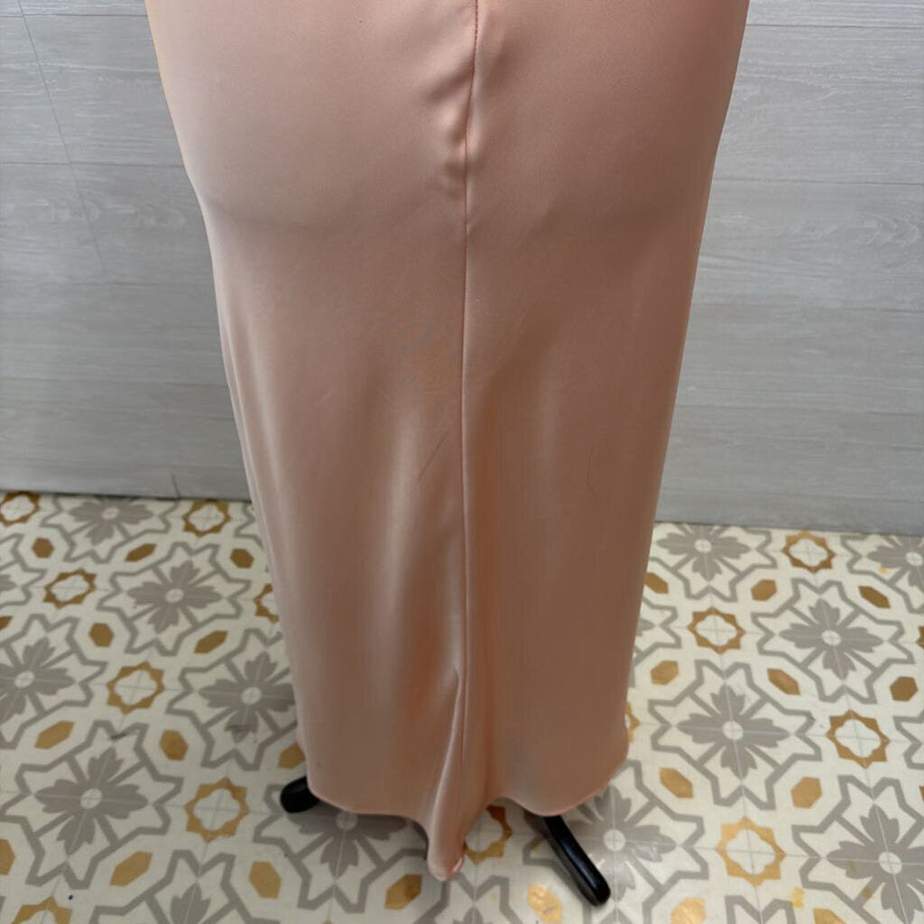 Lulus Silky Blush High Neck Long Formal Dress Small