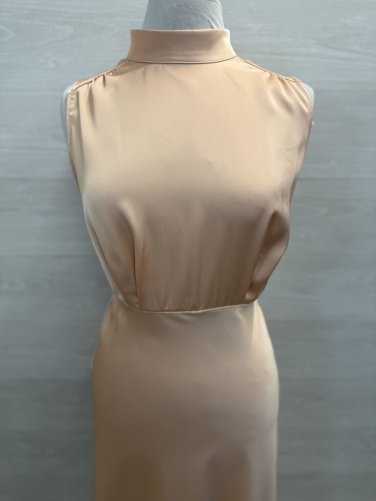 Lulus Silky Blush High Neck Long Formal Dress Small