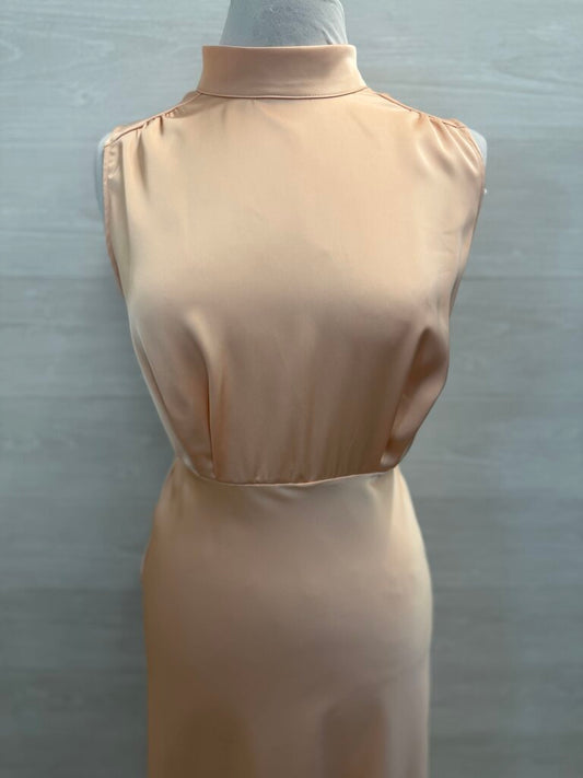 Lulus Silky Blush High Neck Long Formal Dress Small