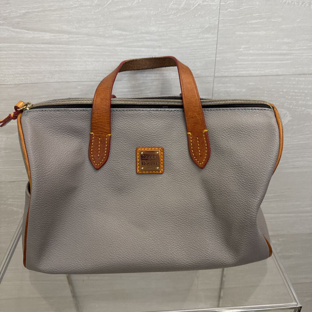 Dooney and Bourke Grey/ Brown Leather Satchel Purse