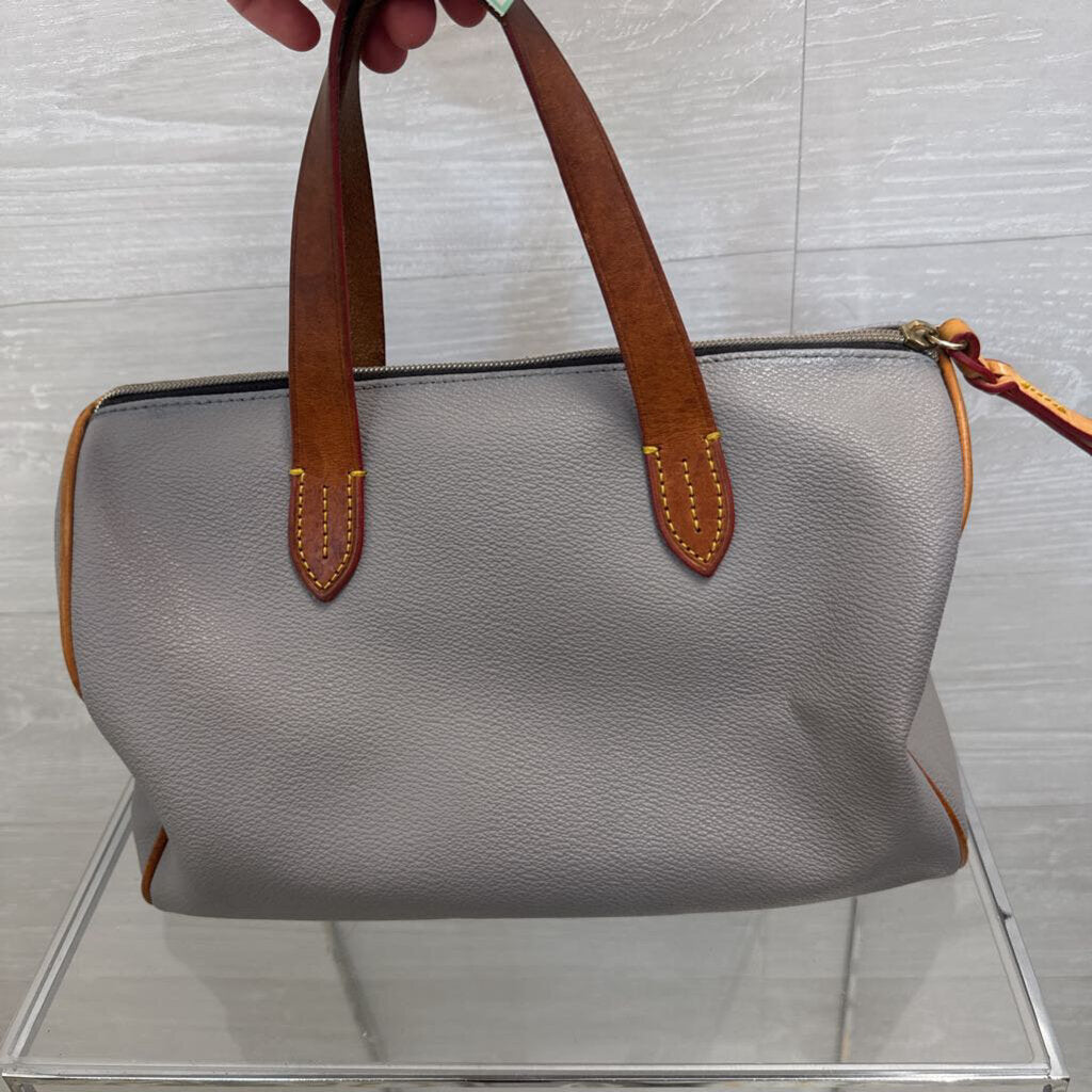 Dooney and Bourke Grey/ Brown Leather Satchel Purse