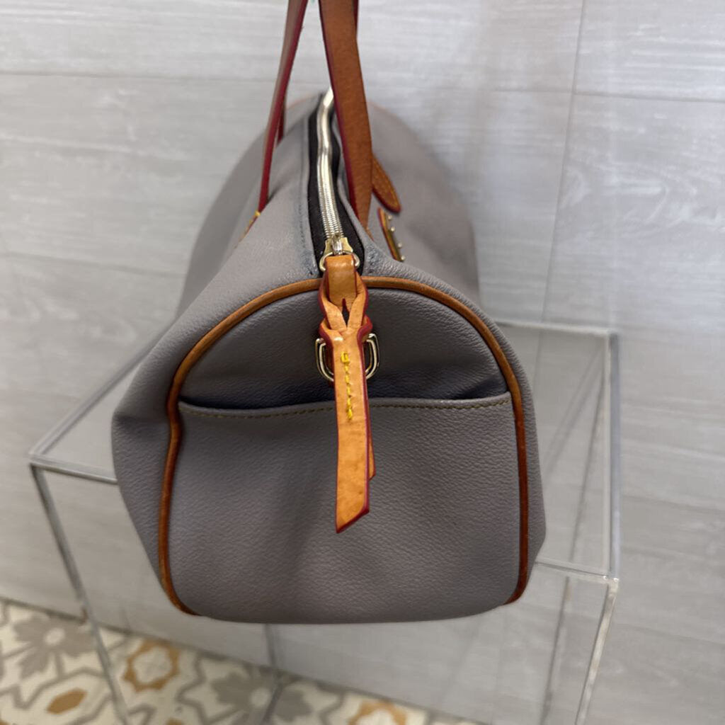 Dooney and Bourke Grey/ Brown Leather Satchel Purse