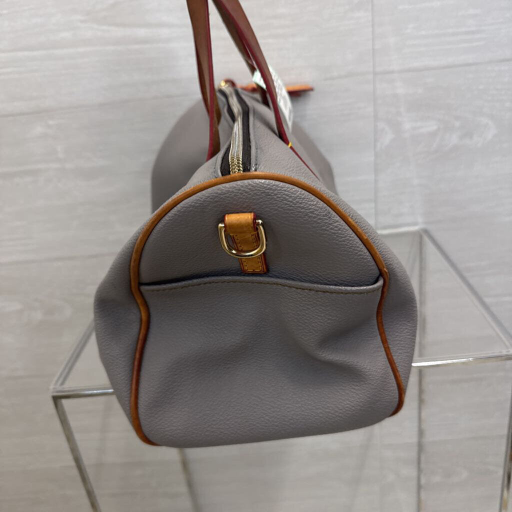 Dooney and Bourke Grey/ Brown Leather Satchel Purse