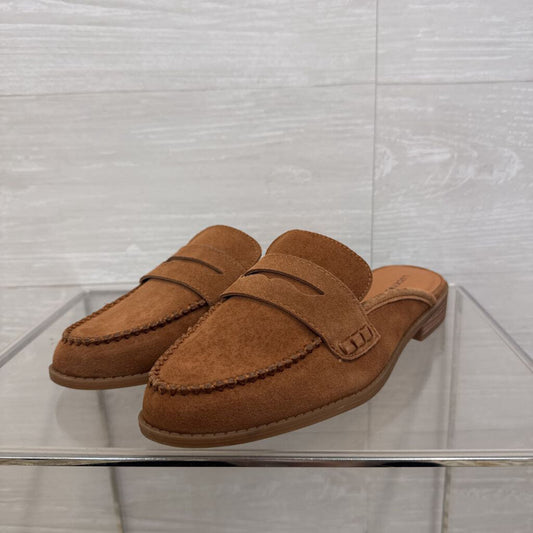 Lucky Brand Brown Suede Slip On Loafer Mules 8.5