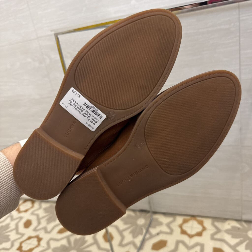 Lucky Brand Brown Suede Slip On Loafer Mules 8.5