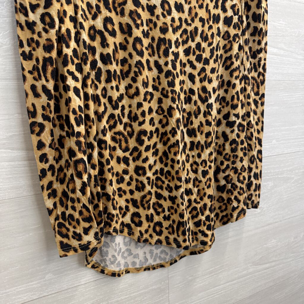 Veronica Beard Brown/ Black Leopard Print Long Sleeve Top Small
