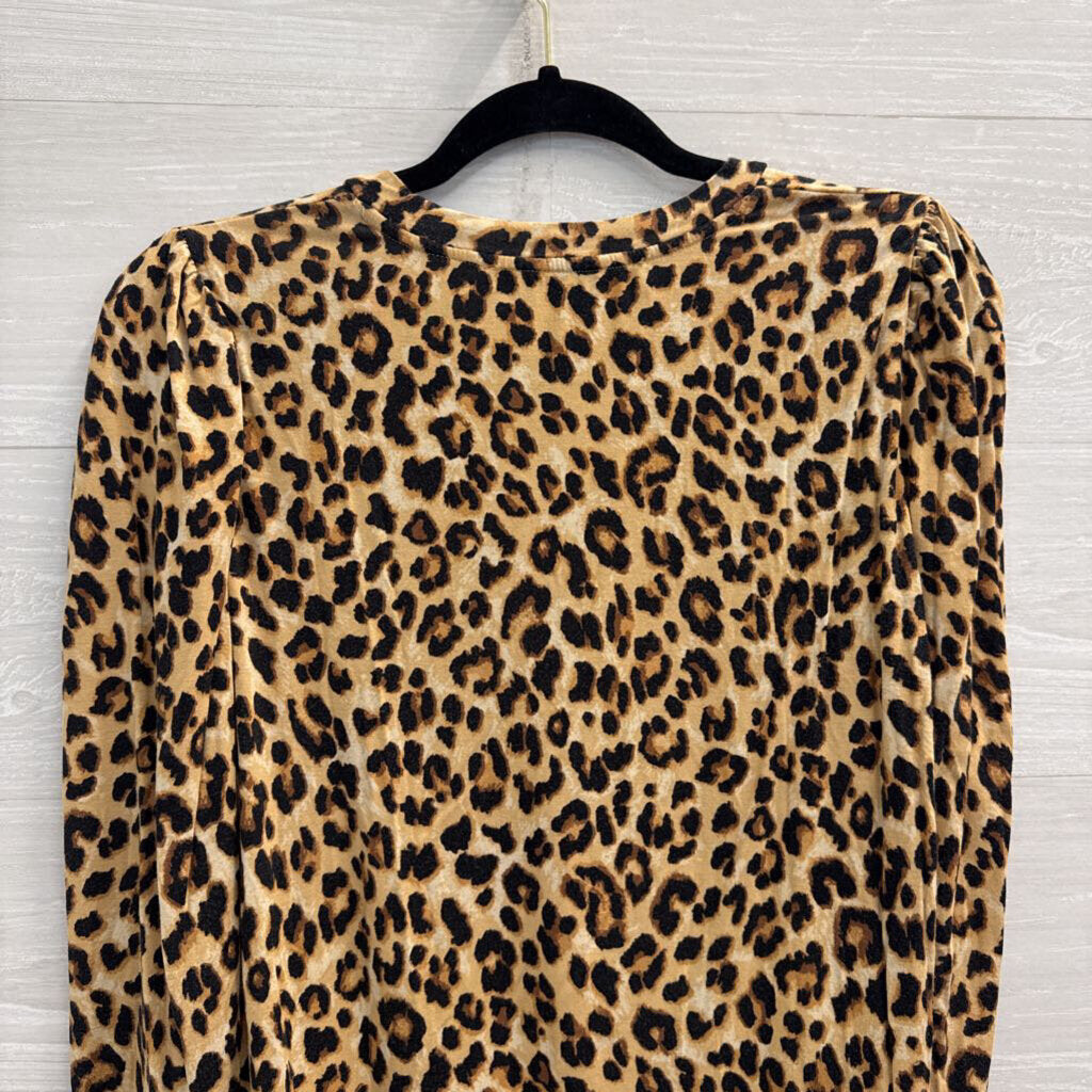 Veronica Beard Brown/ Black Leopard Print Long Sleeve Top Small