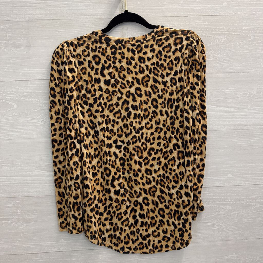 Veronica Beard Brown/ Black Leopard Print Long Sleeve Top Small
