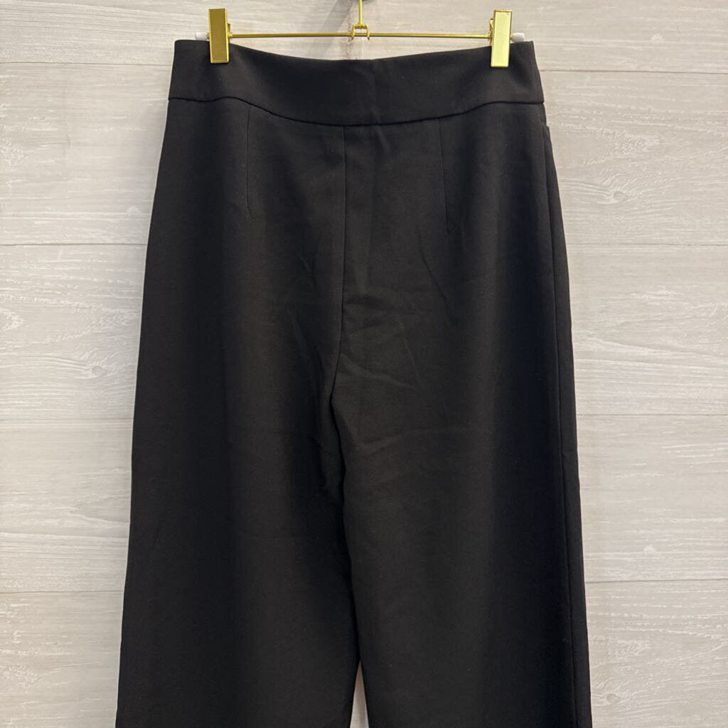 Black Wide Leg Rhinestone Fringe Hem Pants Medium